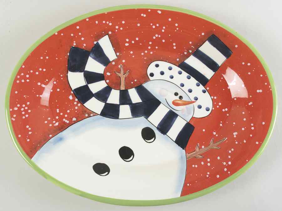 Charlie's Snowmen 18" Oval Serving Platter by Certified International-1