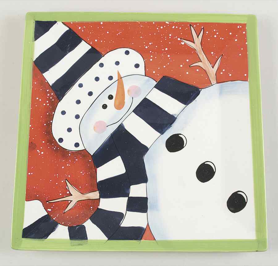 Charlie's Snowmen 13" Square Serving Platter by Certified International-1