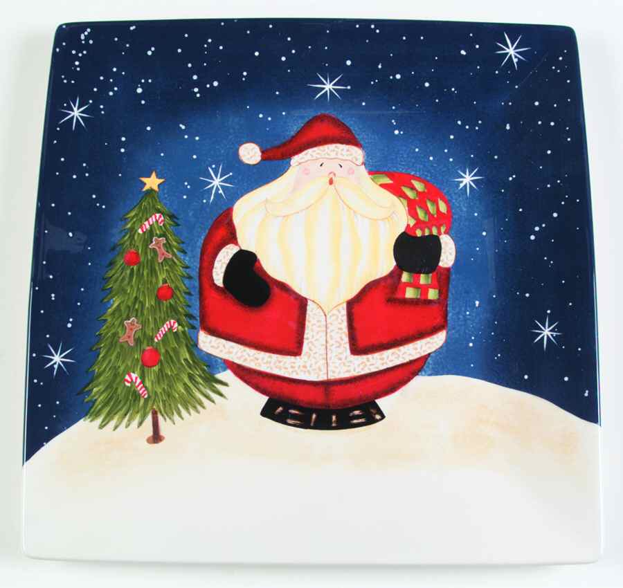Snowball Santa 13" Square Serving Platter by Certified International-1
