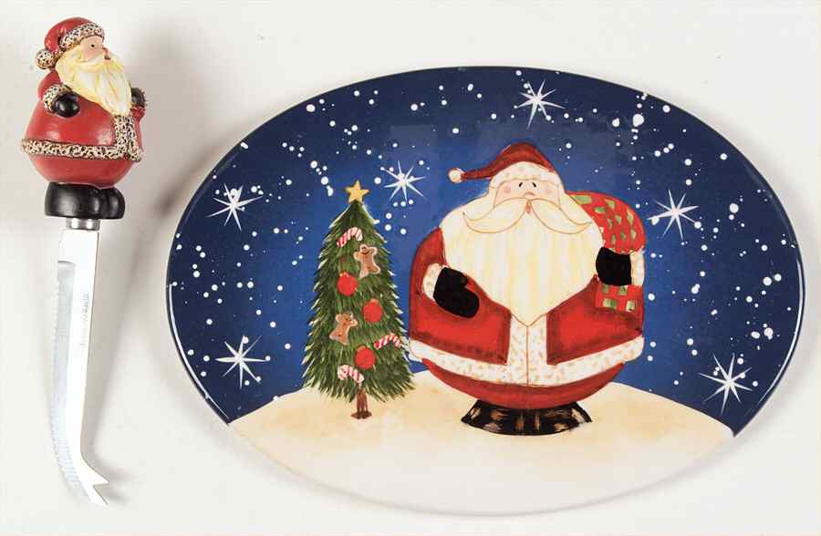 Snowball Santa Cheese Plate & Knife Set by Certified International-1
