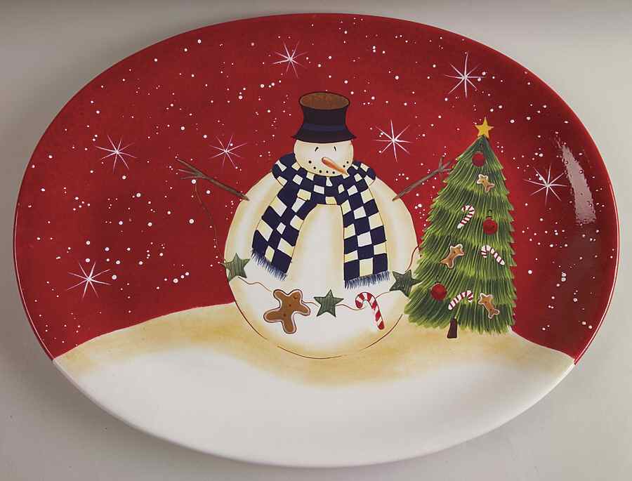 Snowball Snowman 18" Oval Serving Platter by Certified International-1