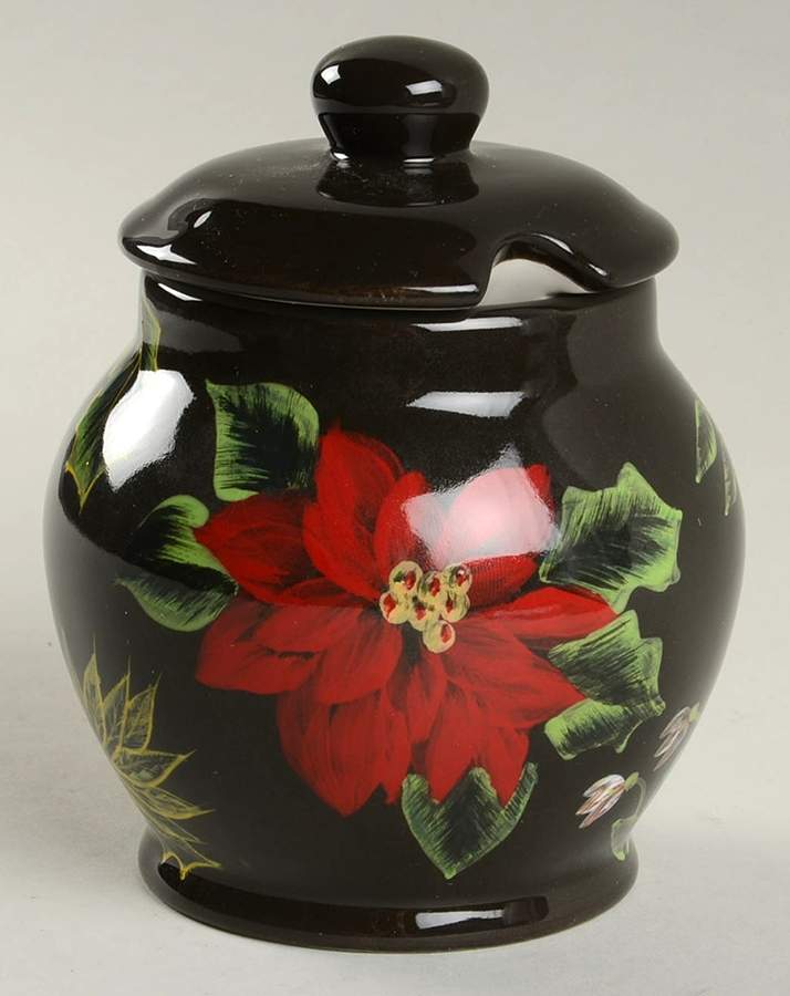 Poinsettia Sugar Bowl & Lid by Certified International-1