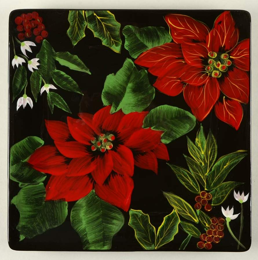Poinsettia 13" Square Serving Platter by Certified International-1