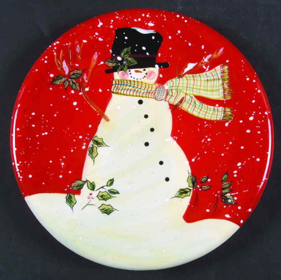 Snowy Night Snowman Salad/Dessert Plate by Certified International-1