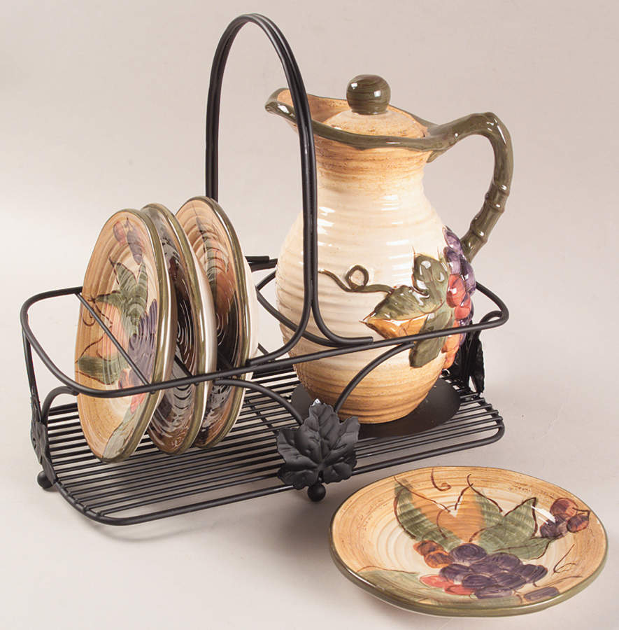 Tuscany (7 Pc) Oil Set (Oil&Lid,4 Dip Plates & Metal Std) by Certified International-1