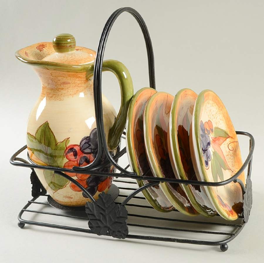 Tuscany (7 Pc) Oil Set (Oil&Lid,4 Dip Plates & Metal Std) by Certified International-1