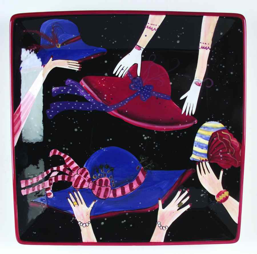 Ladies in Red 13" Square Serving Platter by Certified International-1
