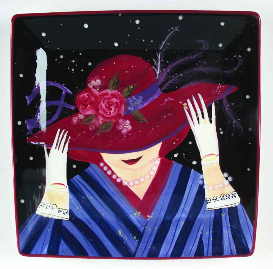 Ladies in Red 13" Square Serving Platter by Certified International-1