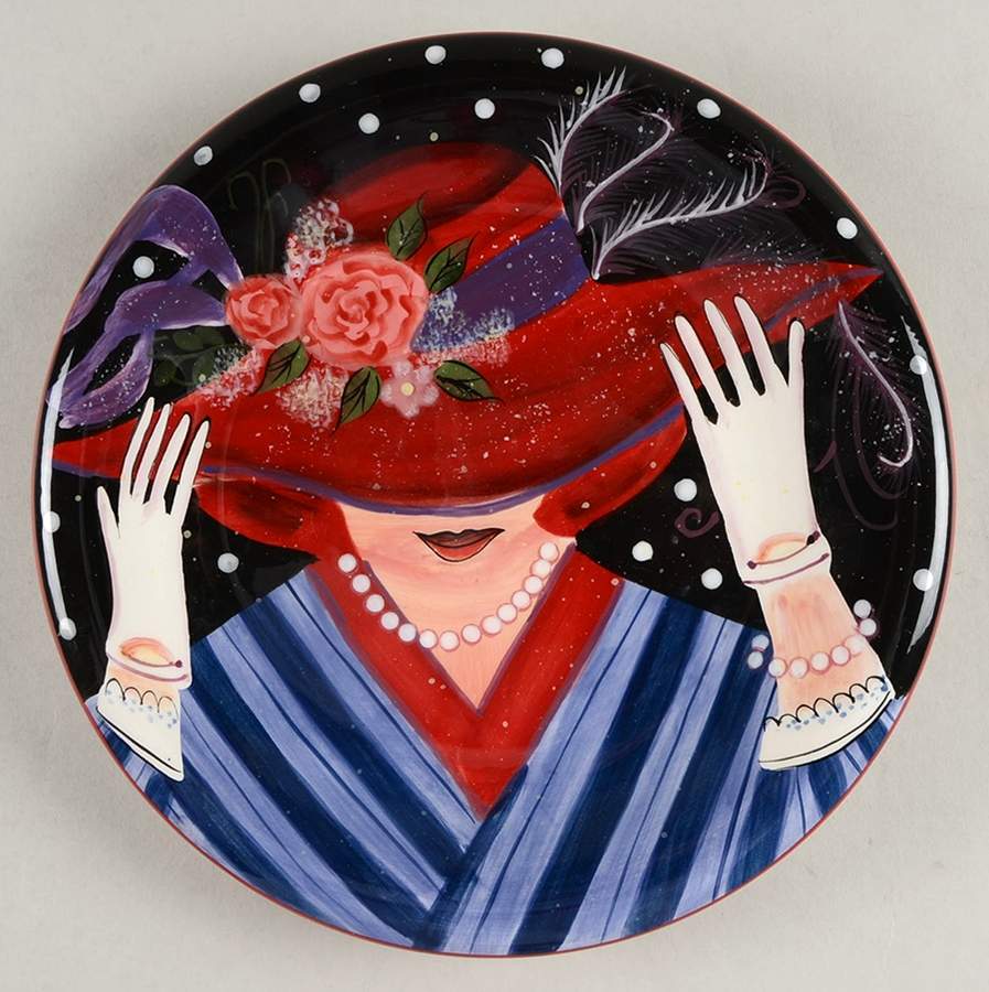 Ladies in Red Salad Plate by Certified International-1