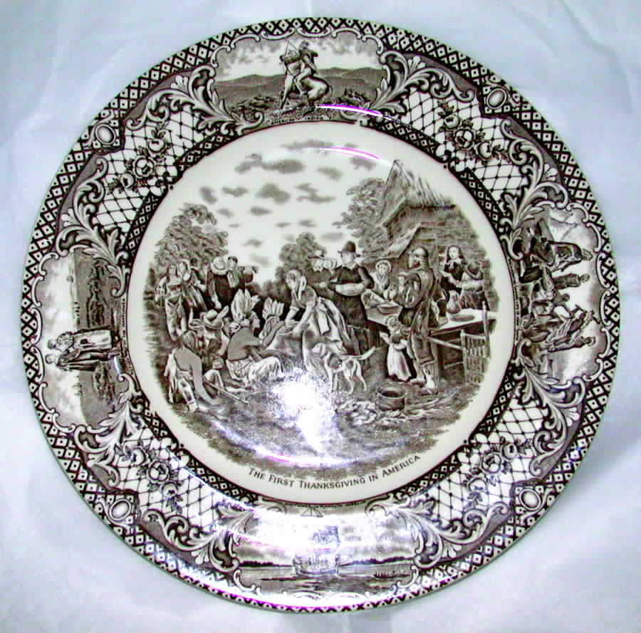 Colonial Times Brown (Smooth) Dinner Plate by Crown Ducal-1