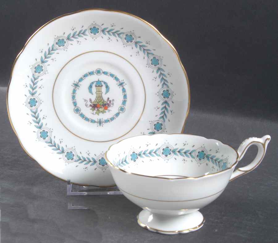 Queen Elizabeth White (Scalloped) Footed Cup & Saucer Set by Coalport-1