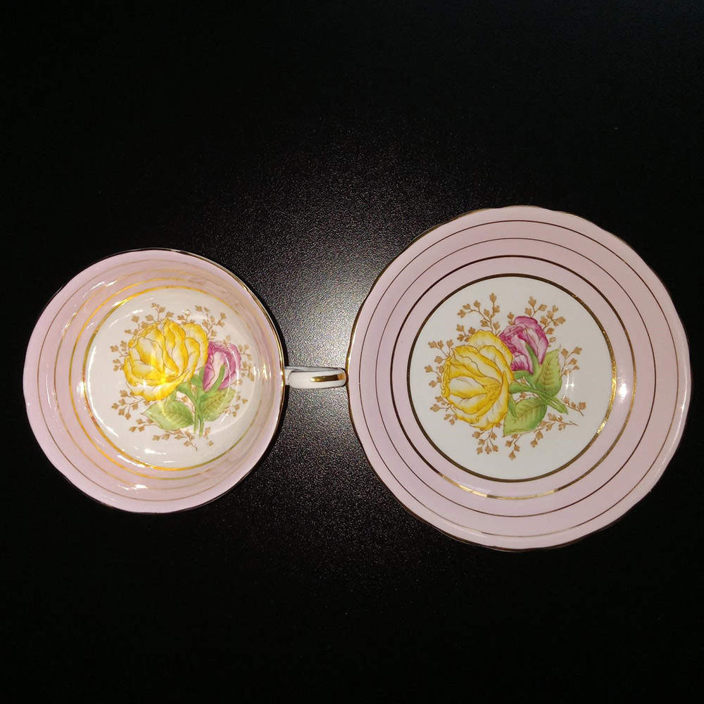 CAE40 Pink Footed Cup & Saucer Set by Cartwright & Edwards-1