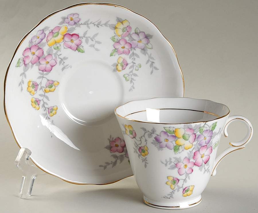 6593 Footed Cup & Saucer Set by Colclough-1