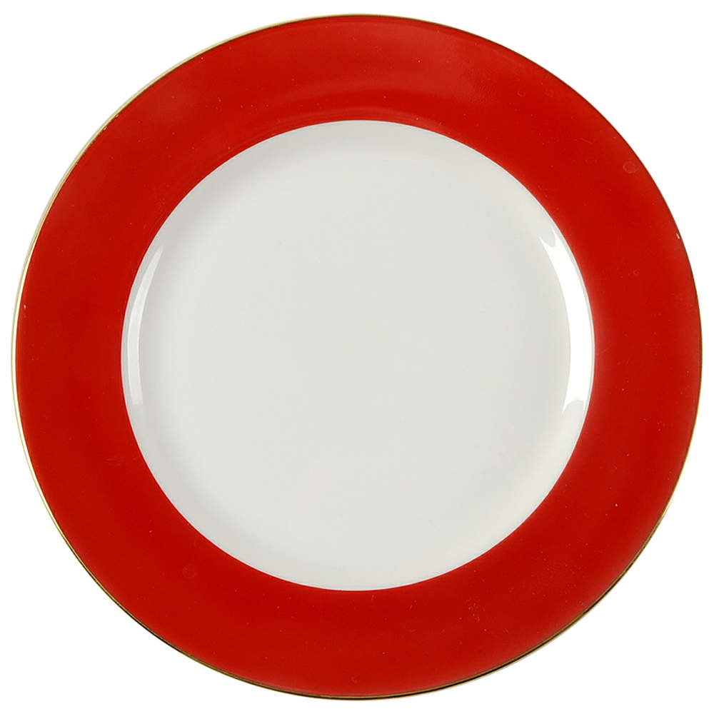Red Band (Wide Red Rim, Gold Trim) Salad Plate by Crate & Barrel-1