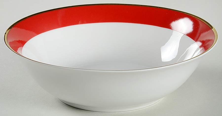 Red Band (Wide Red Rim, Gold Trim) Coupe Cereal Bowl by Crate & Barrel-1