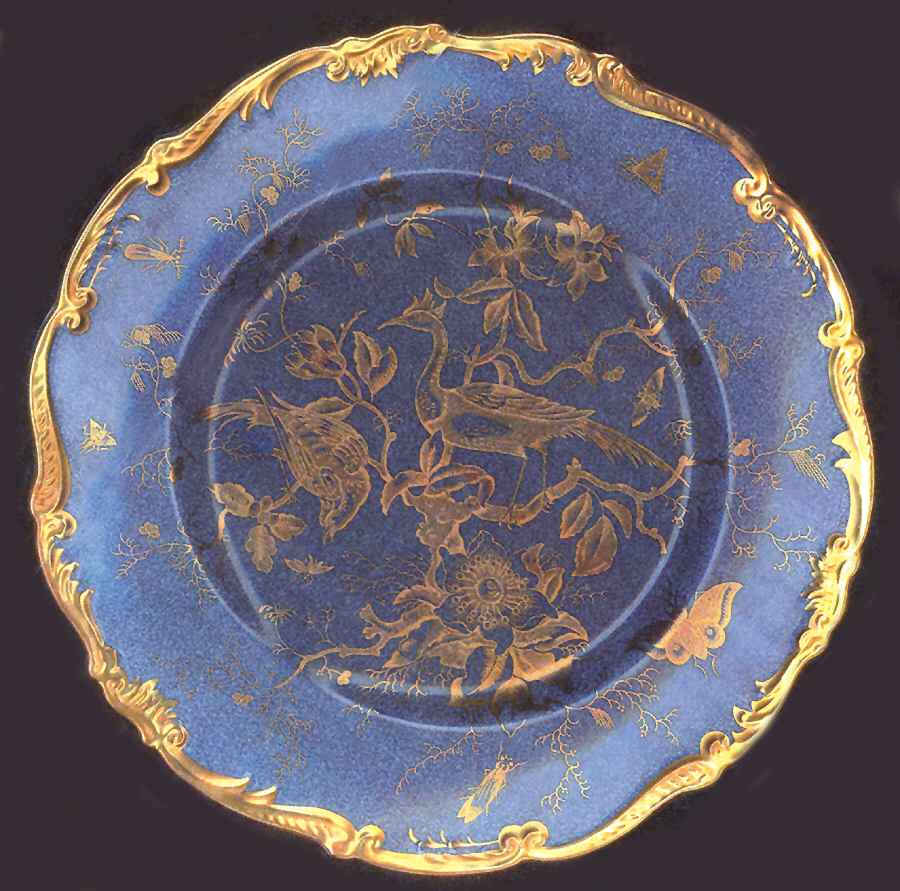 Cairo Gold on Medium Blue (Scalloped) Dinner Plate by Coalport-1