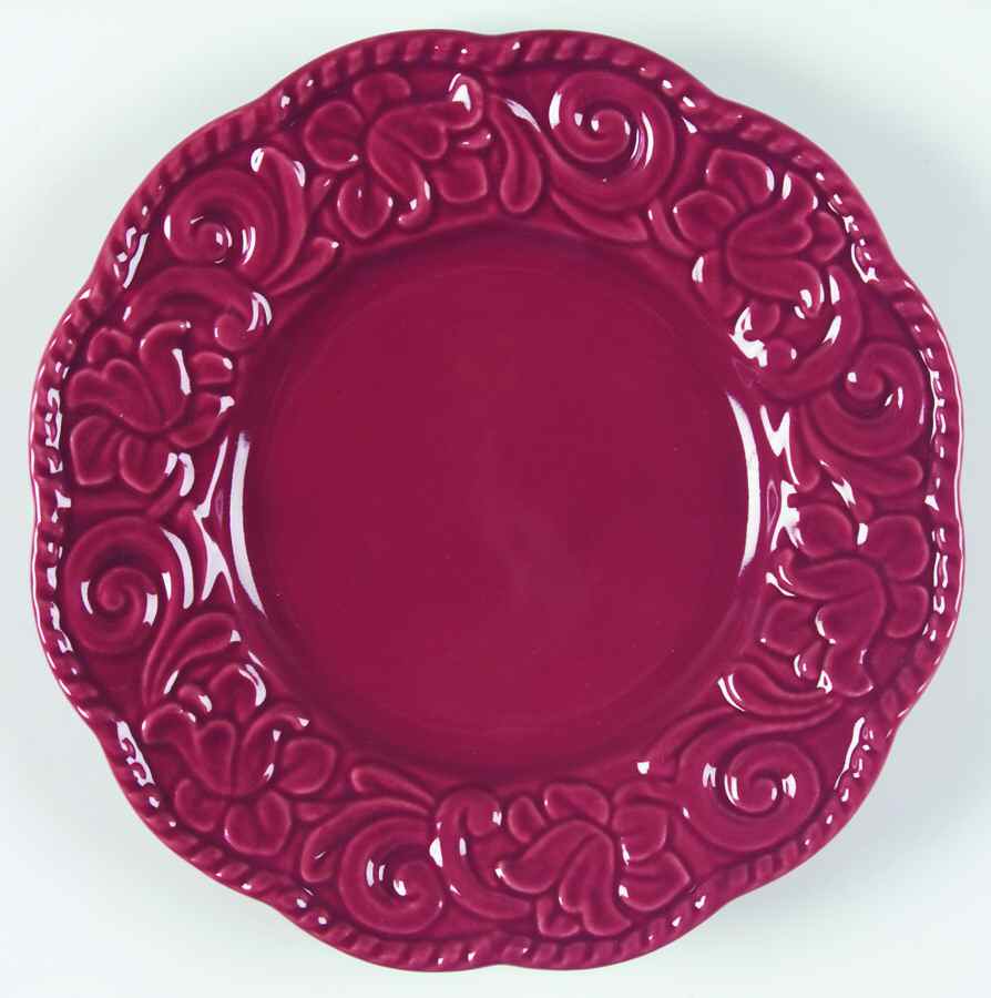 Florentine Burgundy Salad/Dessert Plate by Certified International-1