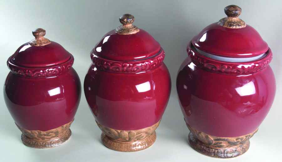 Florentine Burgundy (3 Piece) Canister Set (Box Set) by Certified International-1