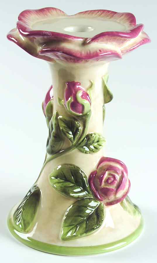 Cottage Rose 8" Pillar Candleholder by Certified International-1