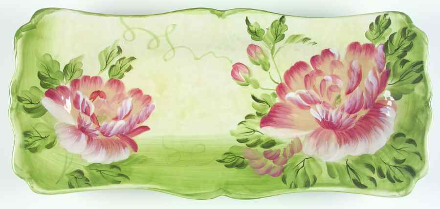 Cottage Rose 19" Rectangular Serving Platter by Certified International-1