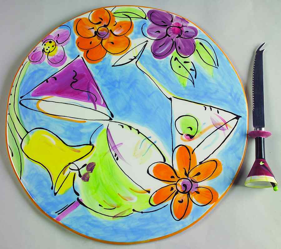Cocktail Fiesta Cheese Plate & Knife Set by Certified International-1