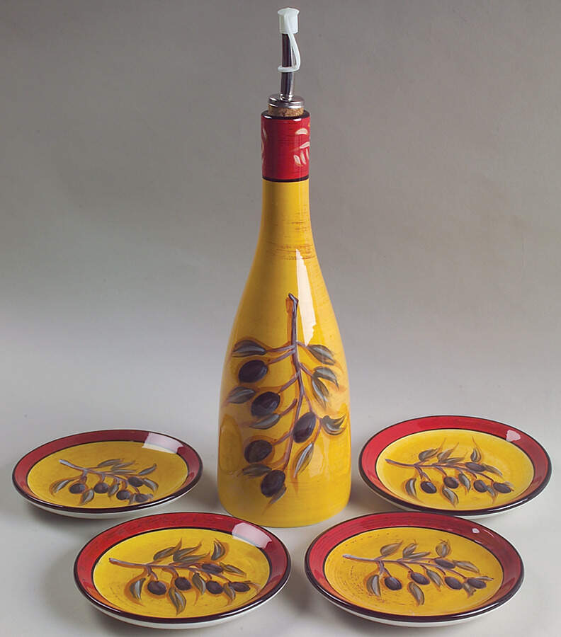 Olivia Oil Jar & Drizzler with 4 Dipping Bowls by Certified International-1