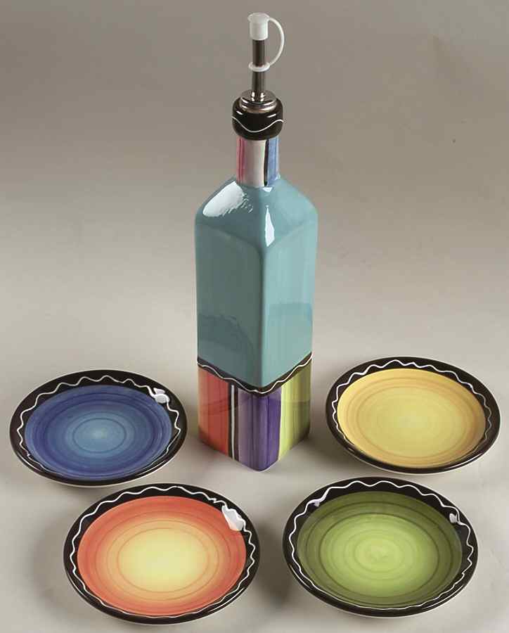 Serape Oil Jar Drizzler with 4 Motif Dipping Dish by Certified International-1