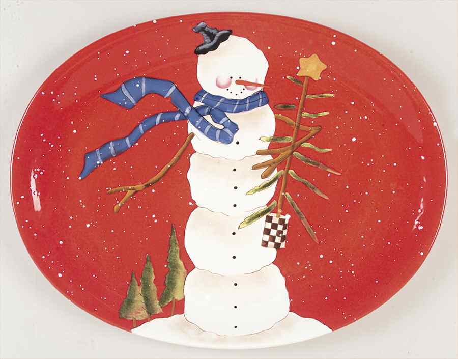 Hilltop Snowman 18" Oval Serving Platter by Certified International-1