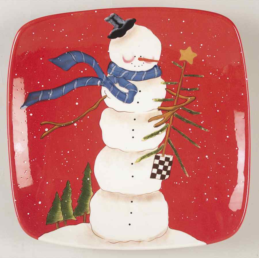 Hilltop Snowman 13" Square Serving Platter by Certified International-1