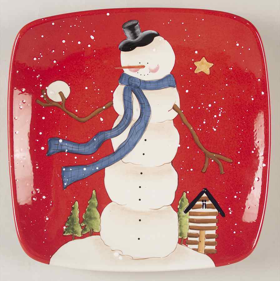 Hilltop Snowman 13" Square Serving Platter by Certified International-1