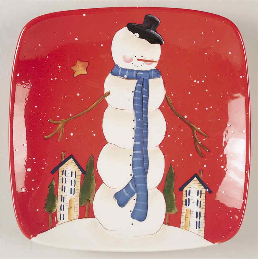 Hilltop Snowman 13" Square Serving Platter by Certified International-1
