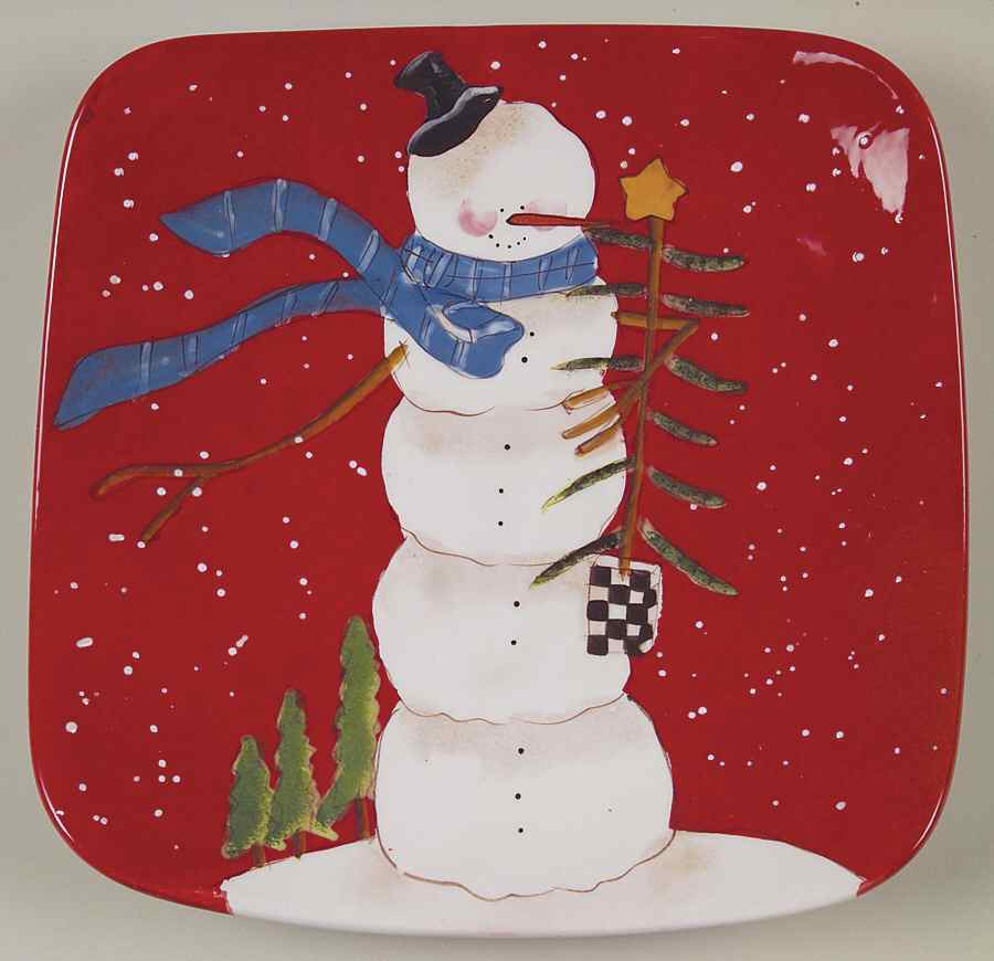 Hilltop Snowman Square Salad Plate by Certified International-1