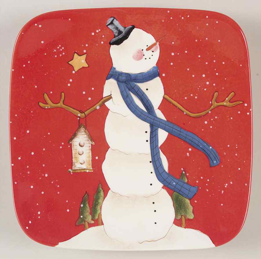 Hilltop Snowman Square Salad Plate by Certified International-1