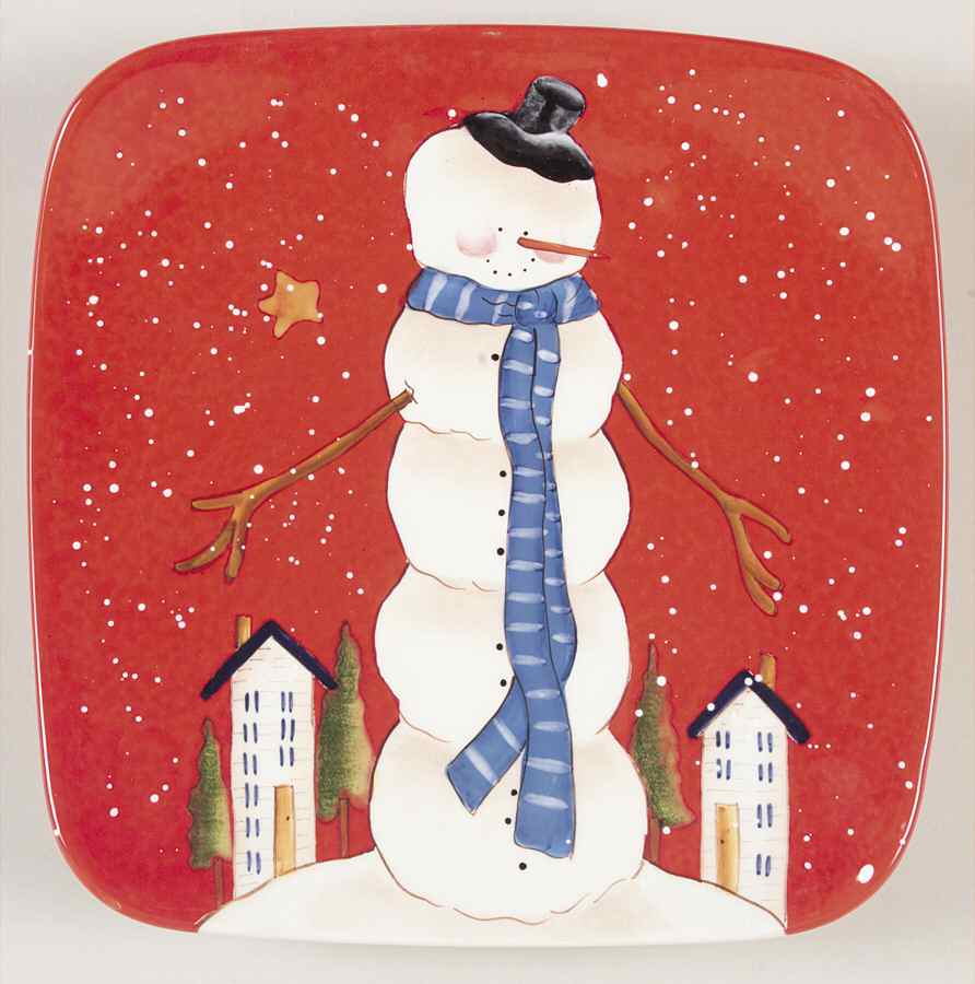 Hilltop Snowman Square Salad Plate by Certified International-1