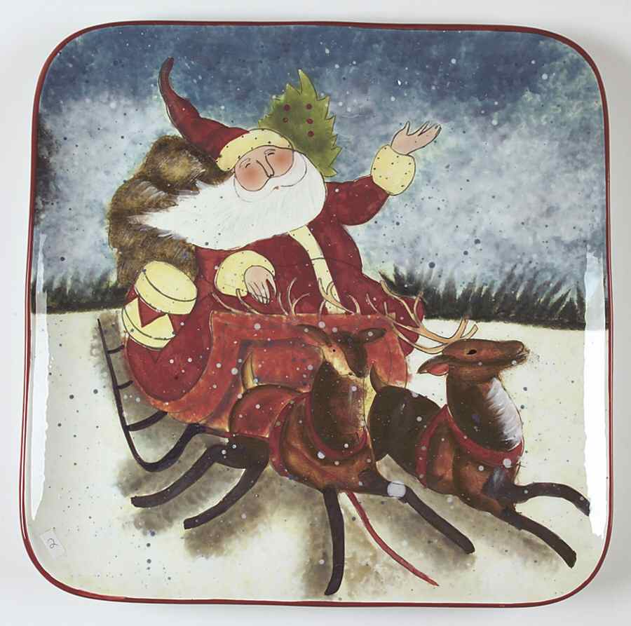 Enchanted Santa 16" Square Serving Platter by Certified International-1