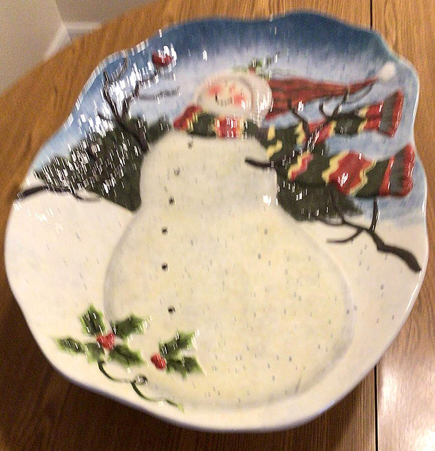 Enchanted Snowman 16" Sculpted Oval Serving Platter by Certified International-1