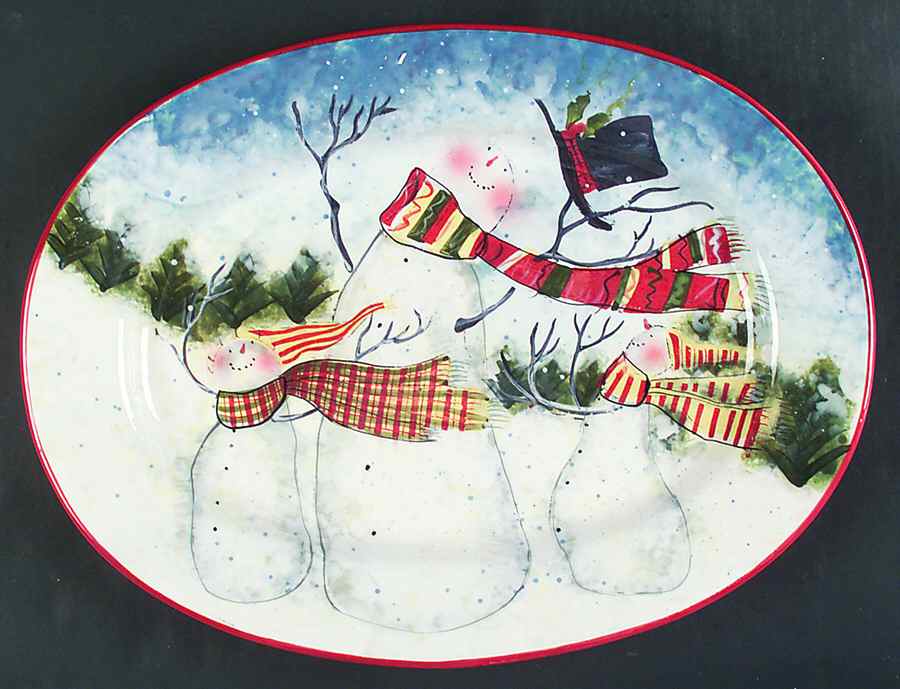 Enchanted Snowman 16" Oval Serving Platter by Certified International-1
