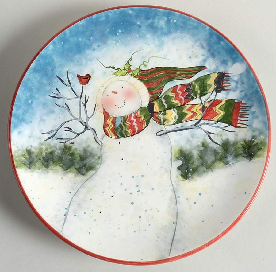 Enchanted Snowman Salad/Dessert Plate by Certified International-1