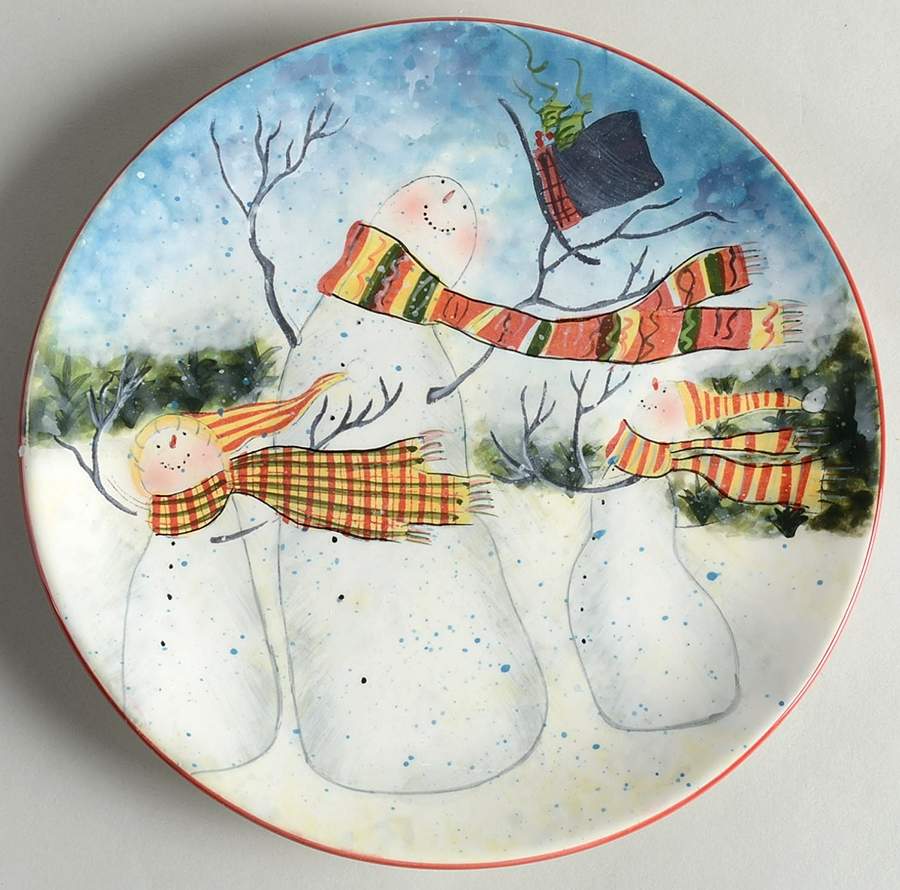 Enchanted Snowman Salad/Dessert Plate by Certified International-1
