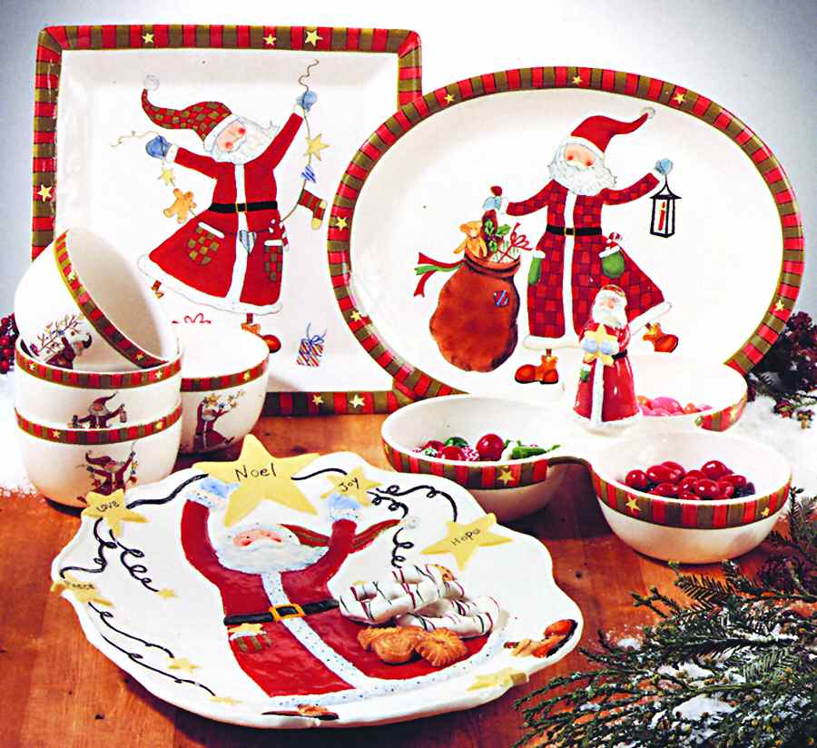 Celebrate Santa 3-Part Relish with Center Ceramic Handle by Certified International-1