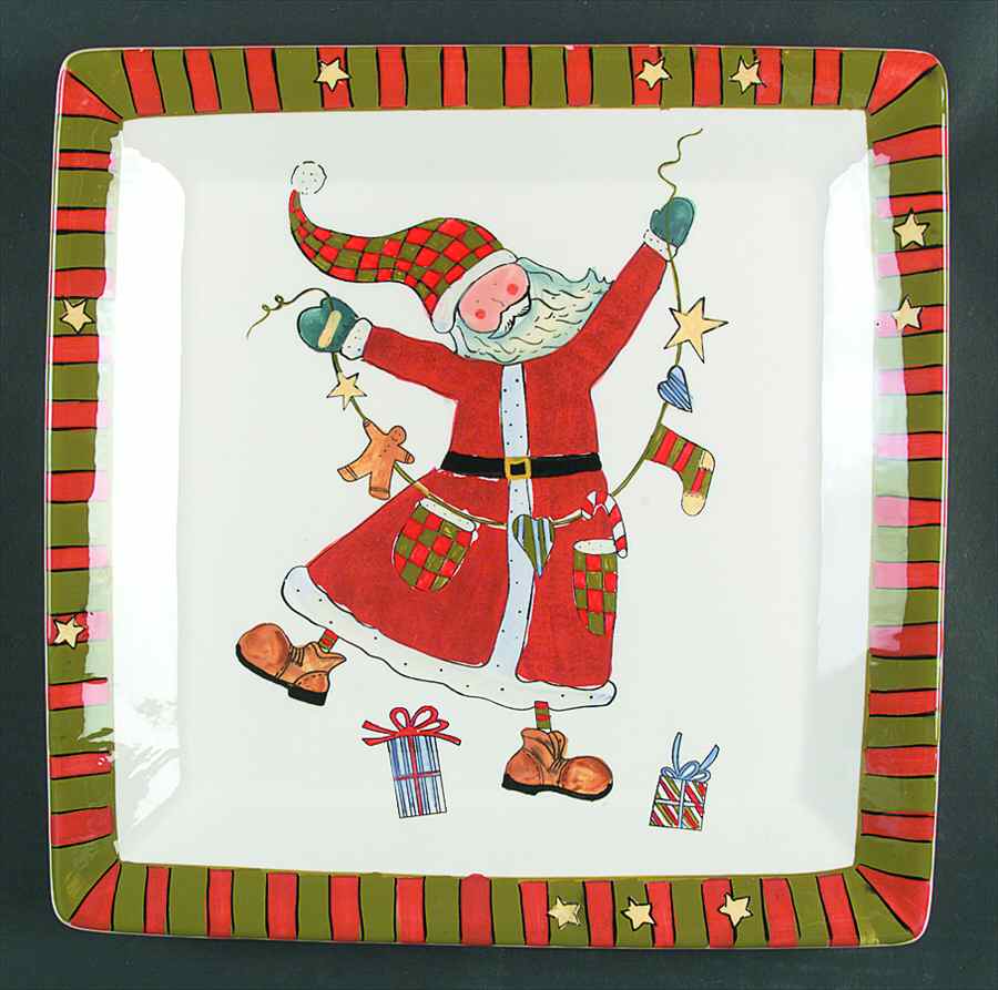 Celebrate Santa 13" Square Serving Platter by Certified International-1