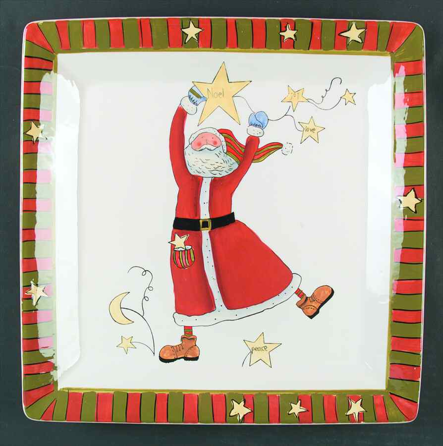 Celebrate Santa 13" Square Serving Platter by Certified International-1