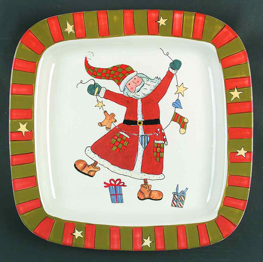 Celebrate Santa 16" Square Serving Platter by Certified International-1