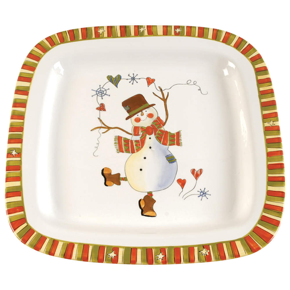 Celebrate Snowman 16" Square Serving Platter by Certified International-1