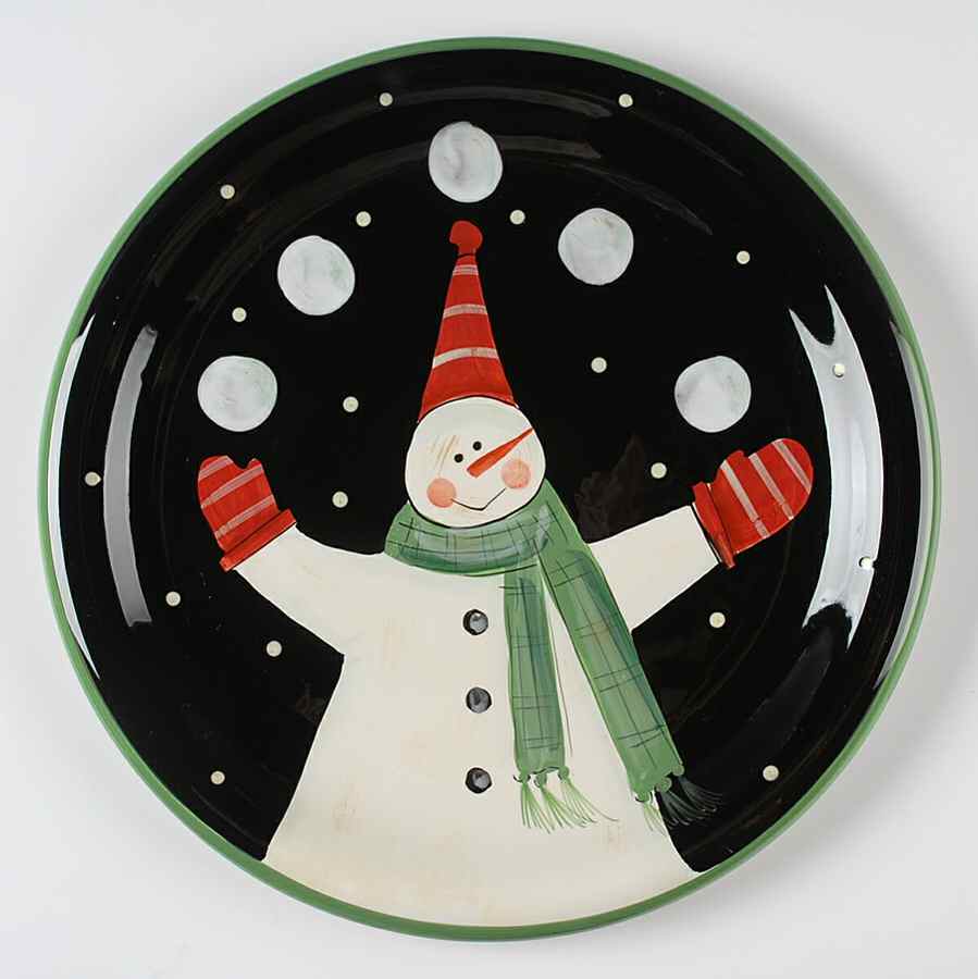 Juggling Snowman 12" Chop Plate (Round Platter) by Certified International-1
