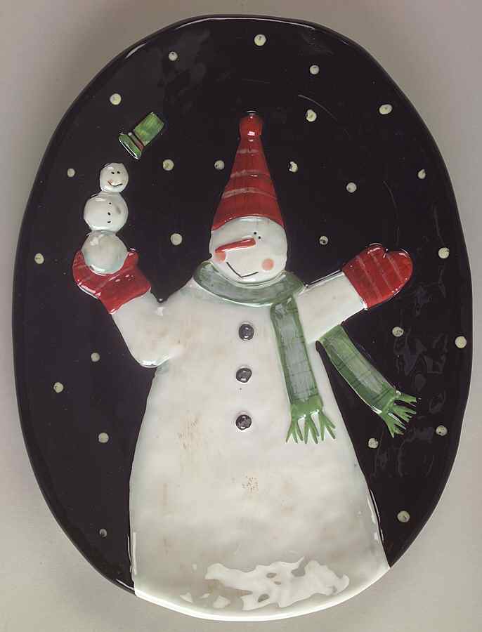Juggling Snowman Open Candy Dish by Certified International-1