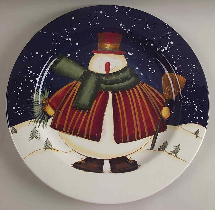 Top Hat Snowman 12" Chop Plate (Round Platter) by Certified International-1