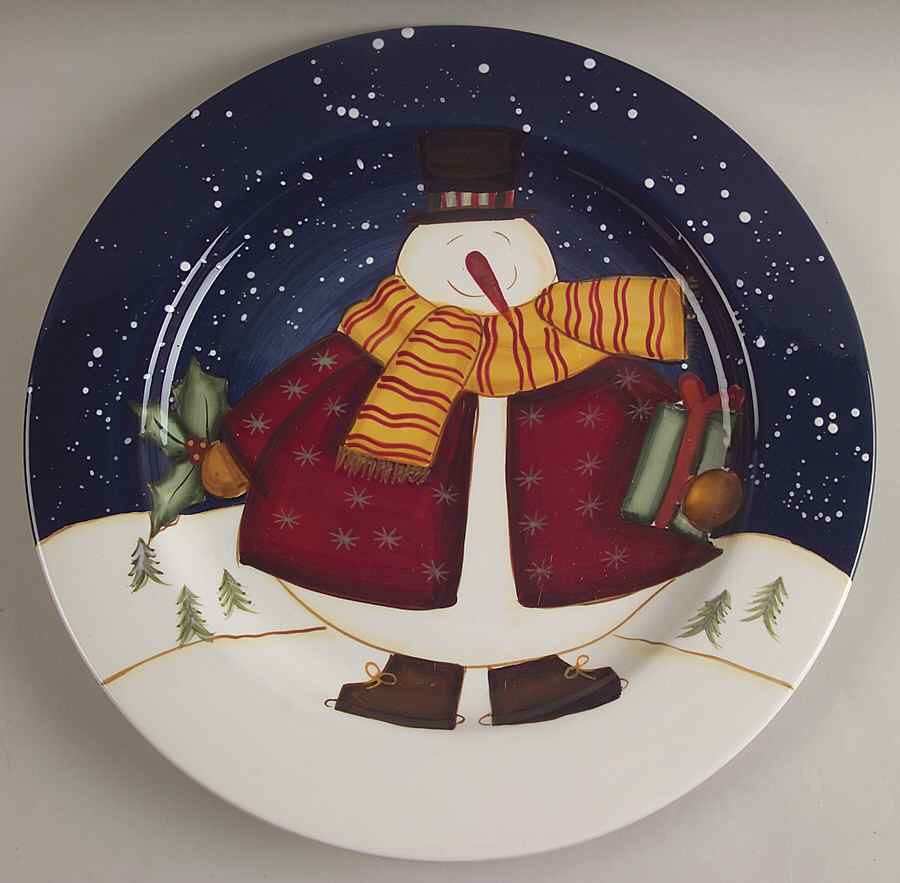 Top Hat Snowman 12" Chop Plate (Round Platter) by Certified International-1