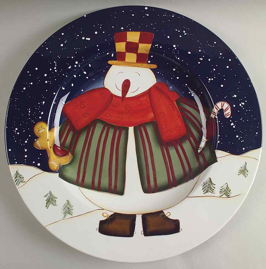 Top Hat Snowman 16" Chop Plate (Round Platter) by Certified International-1