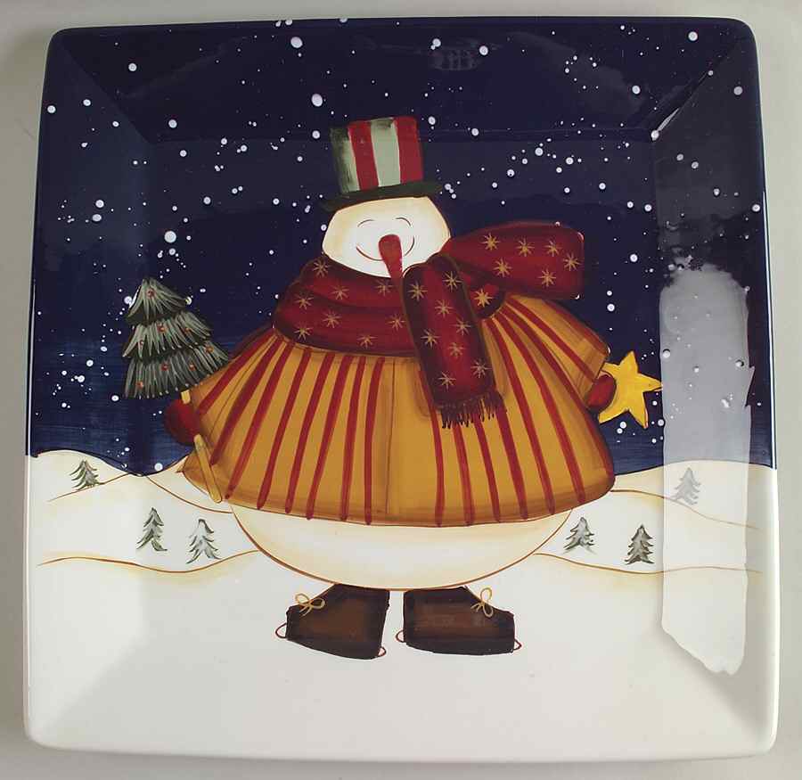Top Hat Snowman 13" Square Serving Platter by Certified International-1